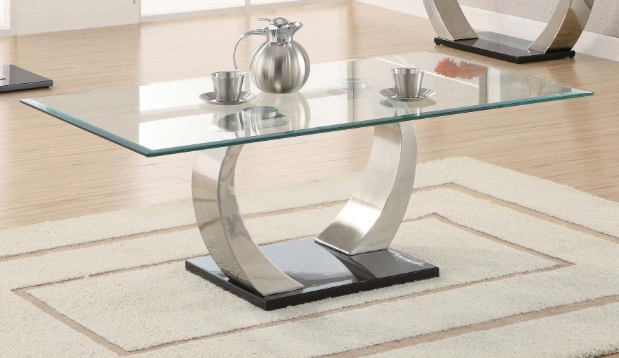 Pruitt - Rectangular Glass Top Metal Coffee Table - Satin