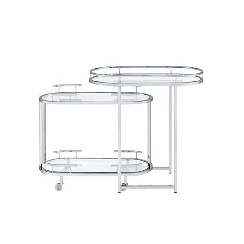 ACME Piffo - Serving Cart - Clear Glass & Chrome Finish | Meri Furniture