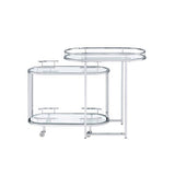 ACME Piffo - Serving Cart - Clear Glass & Chrome Finish | Meri Furniture