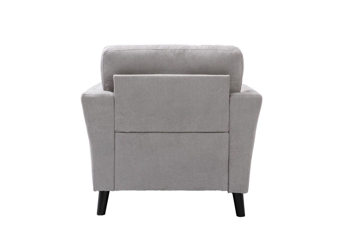 Damian Light Gray Woven Fabric Sofa Loveseat Chair Living Room Set