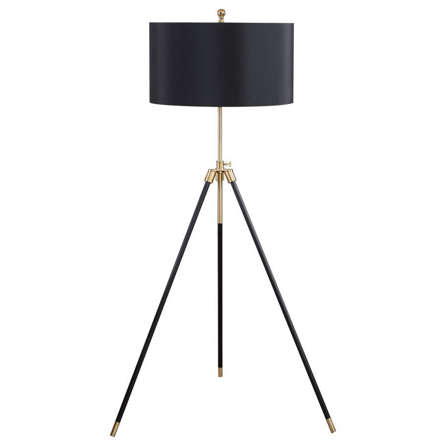 Coaster Fine Furniture Zabka - Drum Shade Metal Tripod Floor Lamp - Black | Meri Furniture