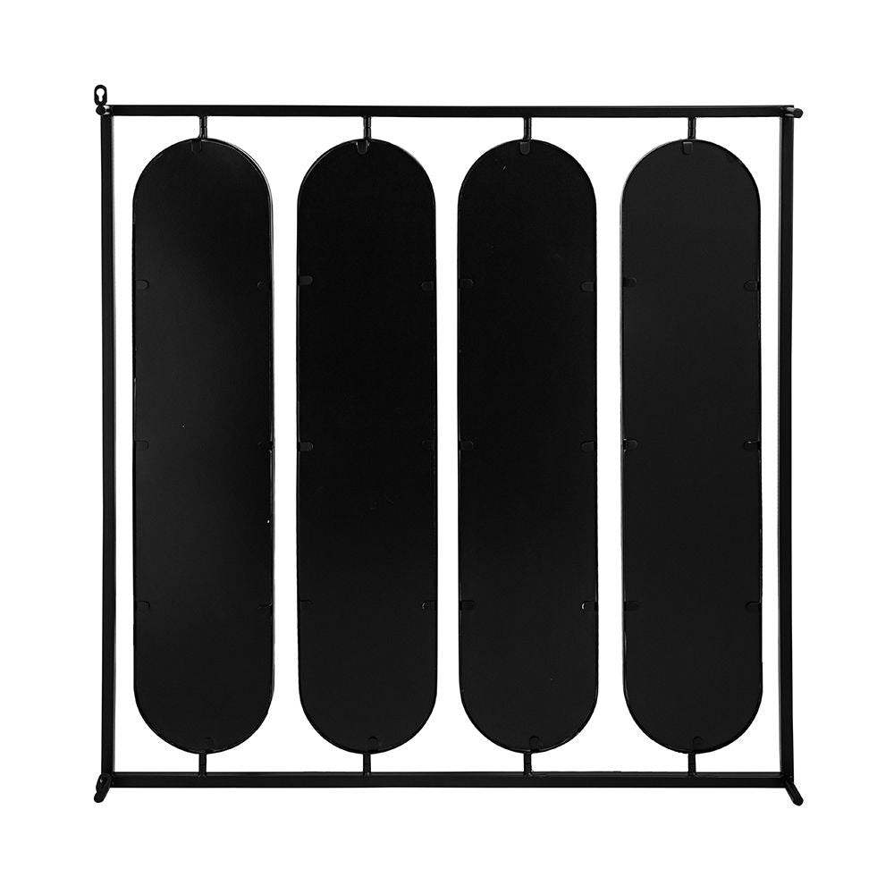 Large 4 Oval Wall Mirror With Square Frame, Home Decor For Living Room, Bedroom, Entryway, Office - Black