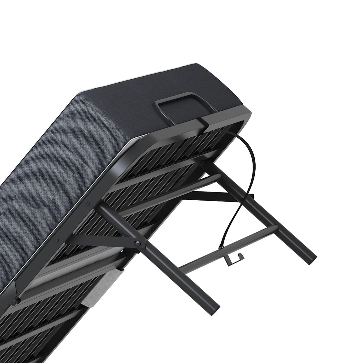 Twin Adjustable Headboard Folding Bed With Memory Foam Mattress, Heavy-Duty Frame Cot For Tall People, Portable Guest On Wheels - Black