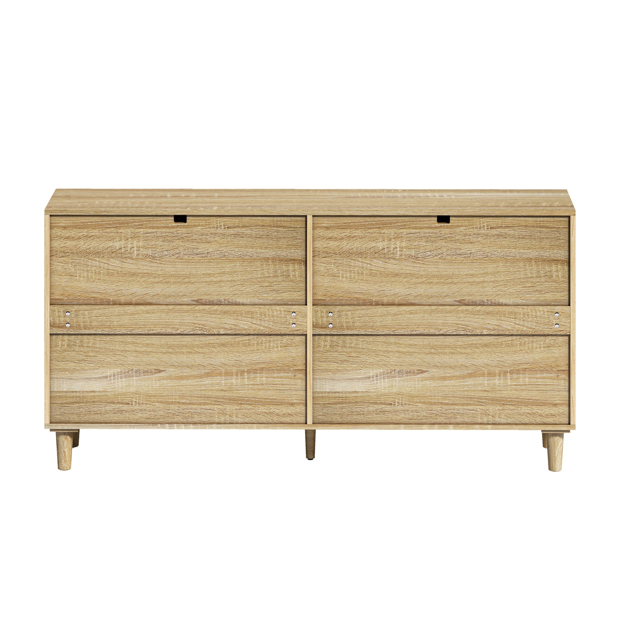 Rattan Dresser With 6 Drawers, Legs & Handles, Storage Cabinet - Natural