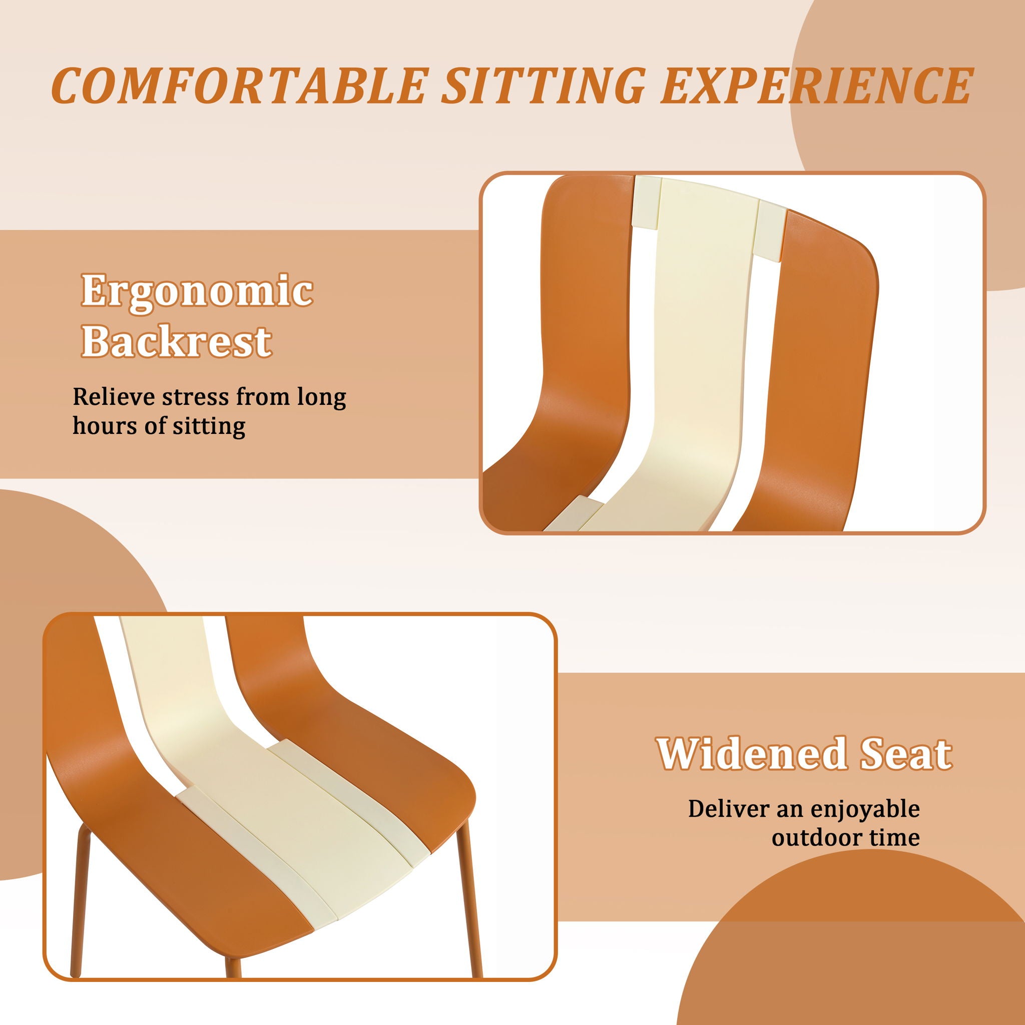 4 Piece Set Of Modern Striped Color- Blocking Single Chairs With Long Table