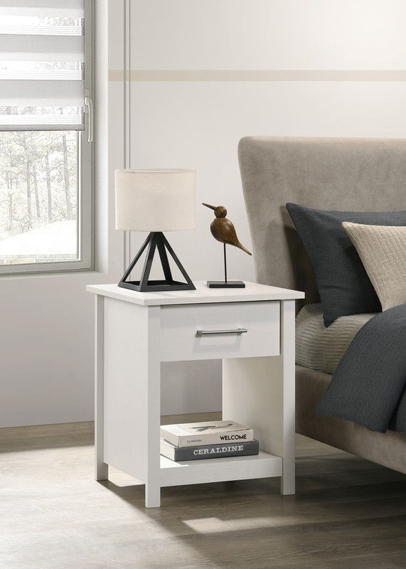 Celeste 20"W White 1-Drawer Nightstand Bedside Table
