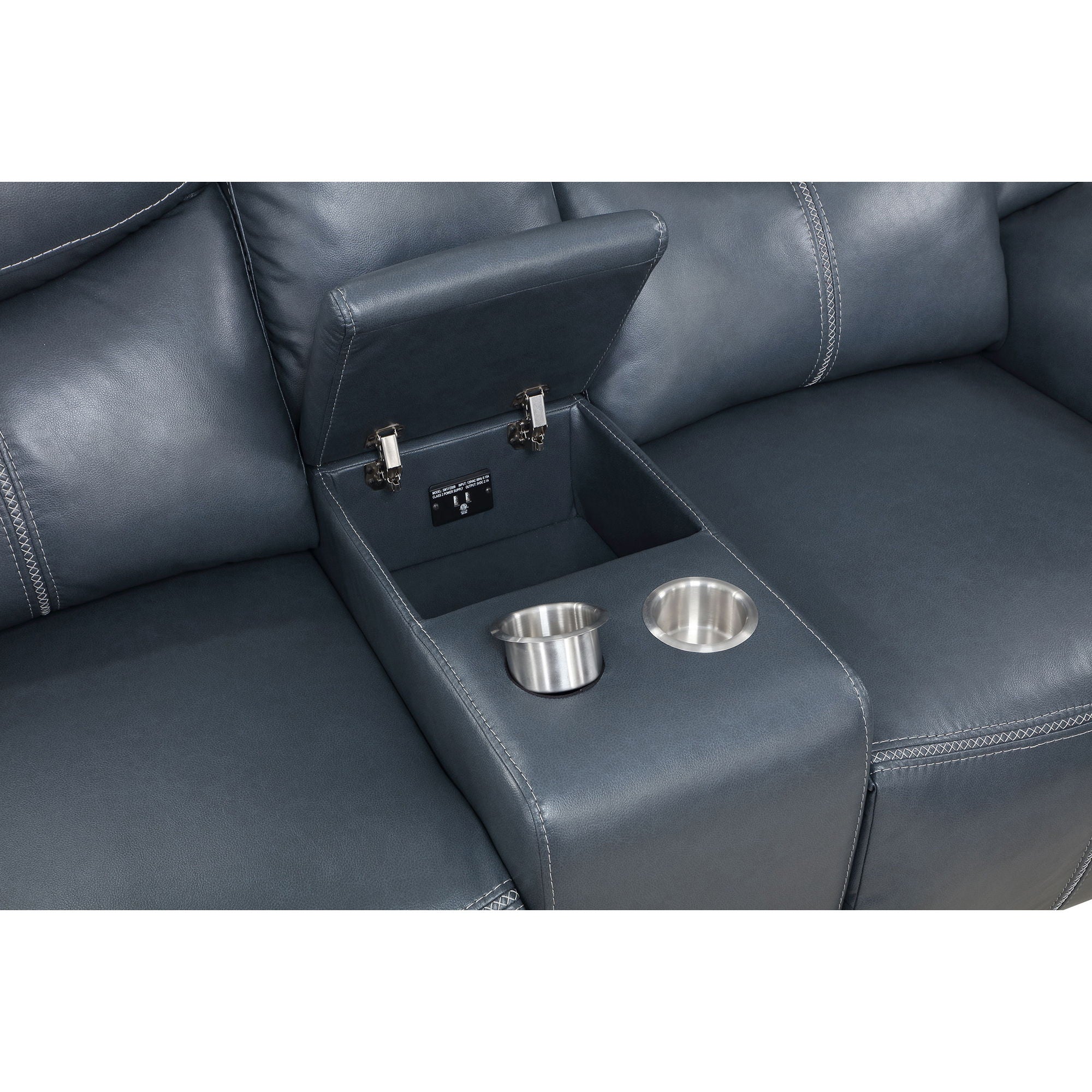 Stanwicke - 2 Piece Motion Reclining Sofa Set With Contrast Stitching - Blue