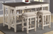 Drop Leaf Table With 4 Stools - Antique White