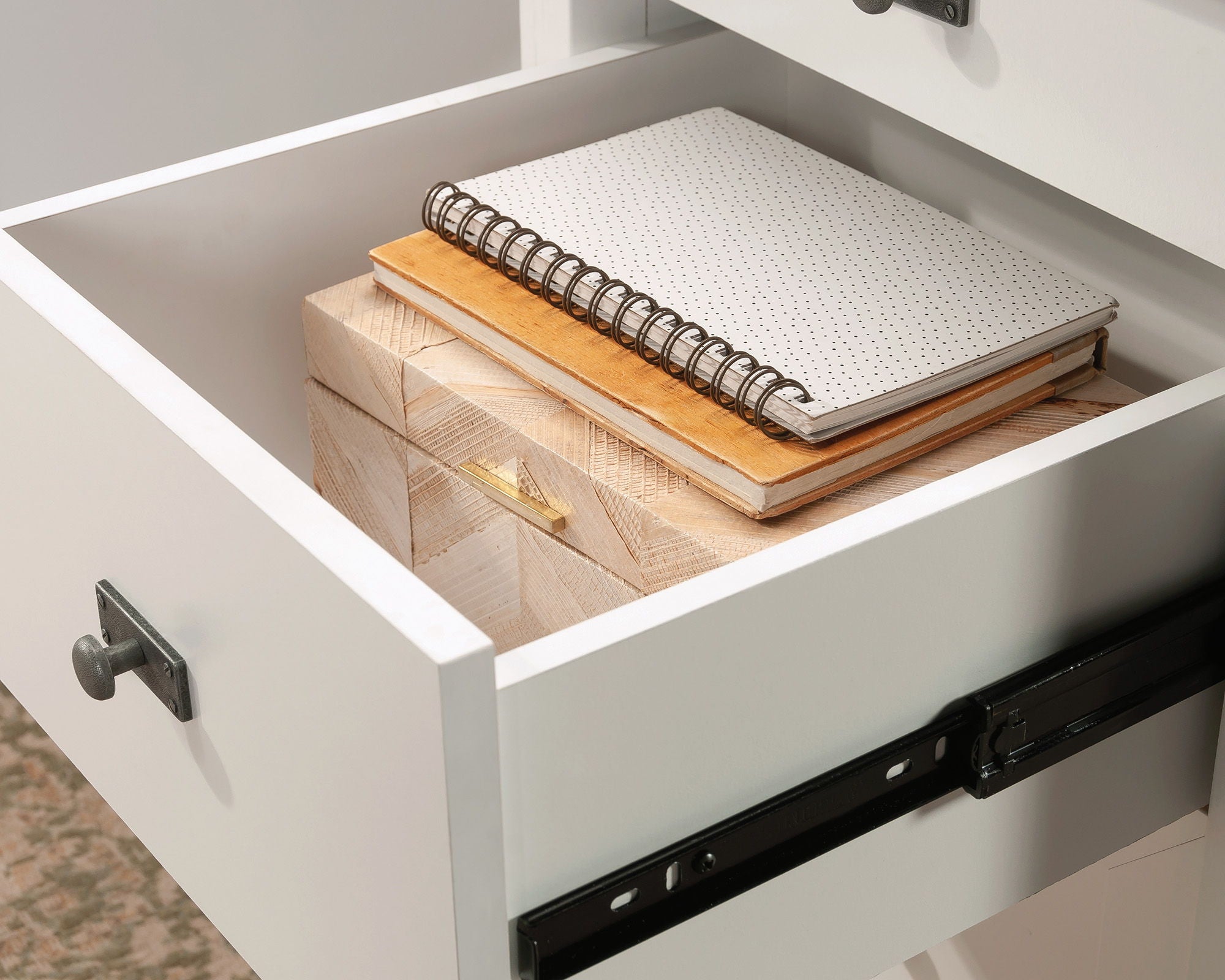 White Executive Pedestal Desk with Drawers