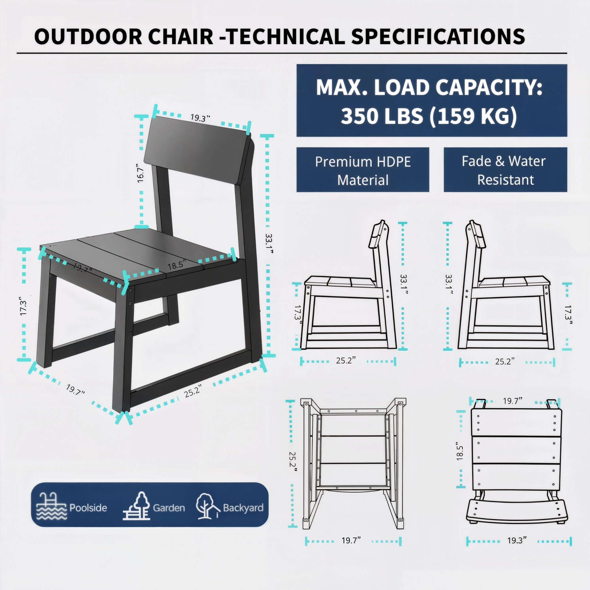 All Weather Patio Dining Chairs (Set of 2)