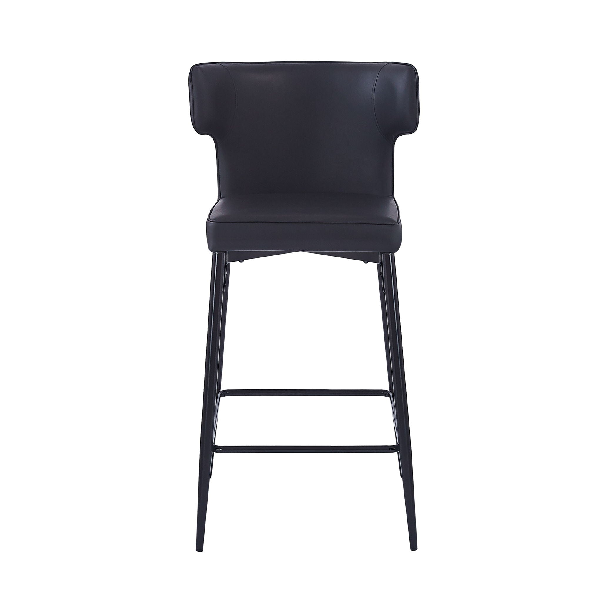 Modern Bar Stools With Upholstery And Metal Footrest (Set of 2)
