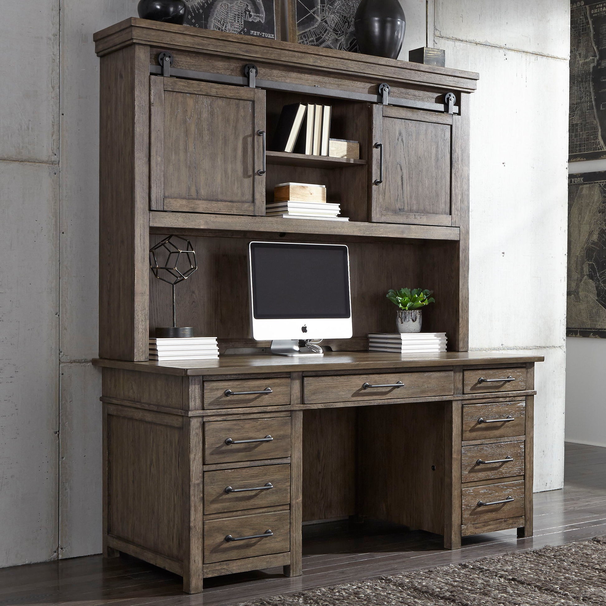 Liberty Furniture Sonoma Road - Credenza & Hutch - Light Brown | Meri Furniture