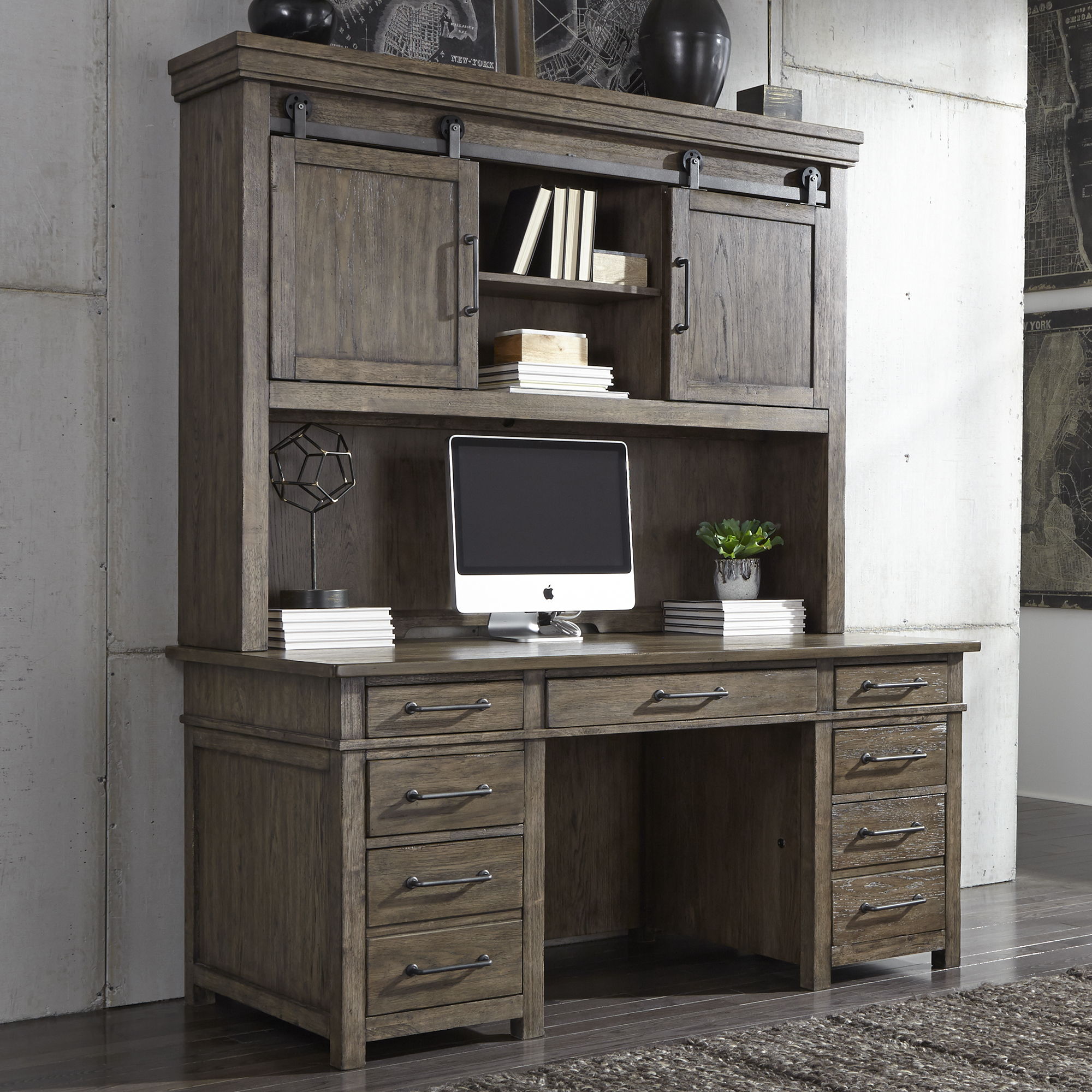 Liberty Furniture Sonoma Road - Credenza & Hutch - Light Brown | Meri Furniture