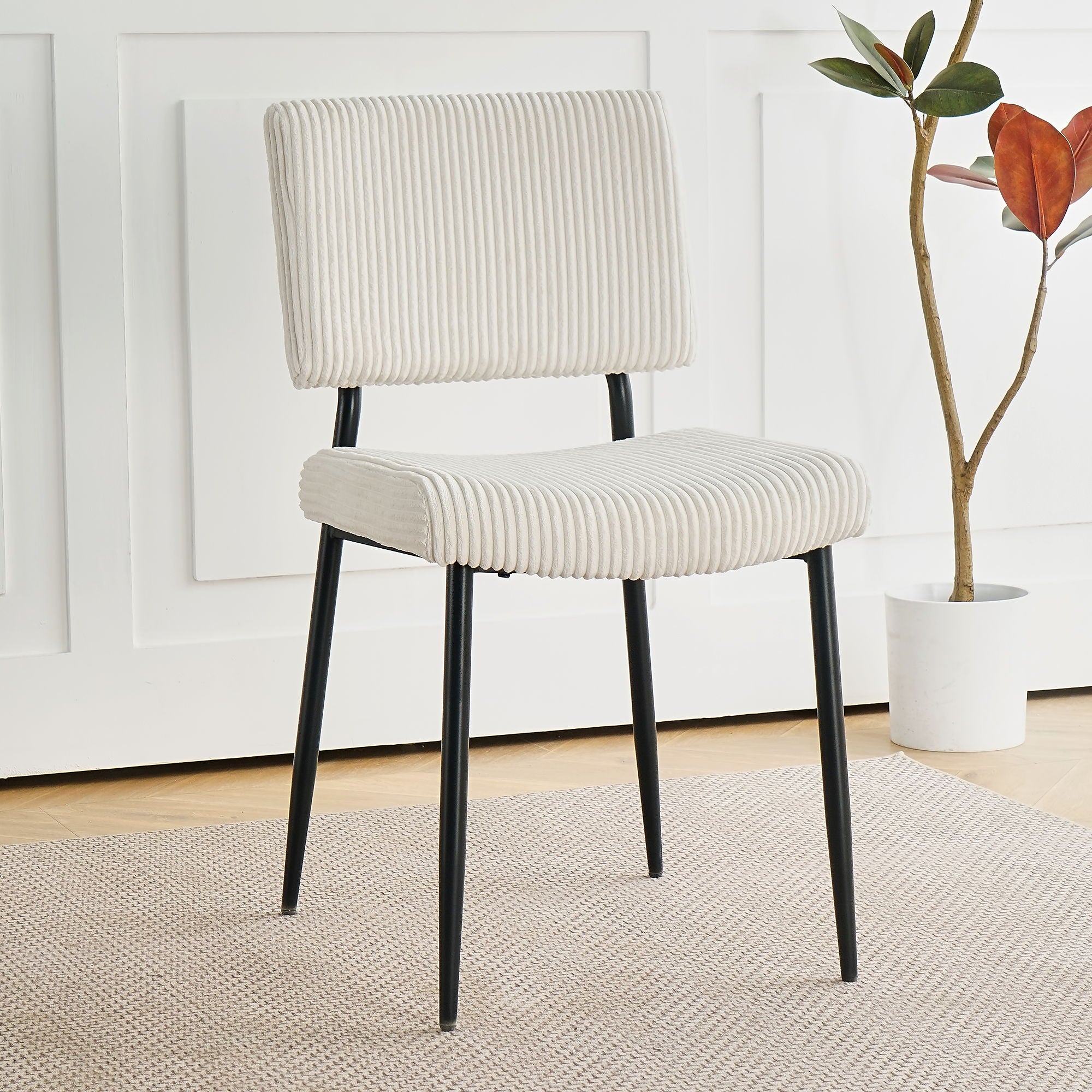 Modern Upholstered Dining Chair With Metal Legs