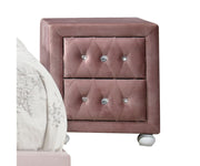 ACME Reggie - Nightstand - Pink Fabric | Meri Furniture