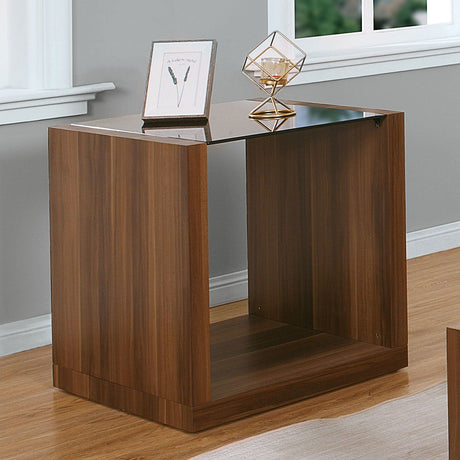 Furniture of America Langenthal - End Table - Black / Dark Walnut | Meri Furniture