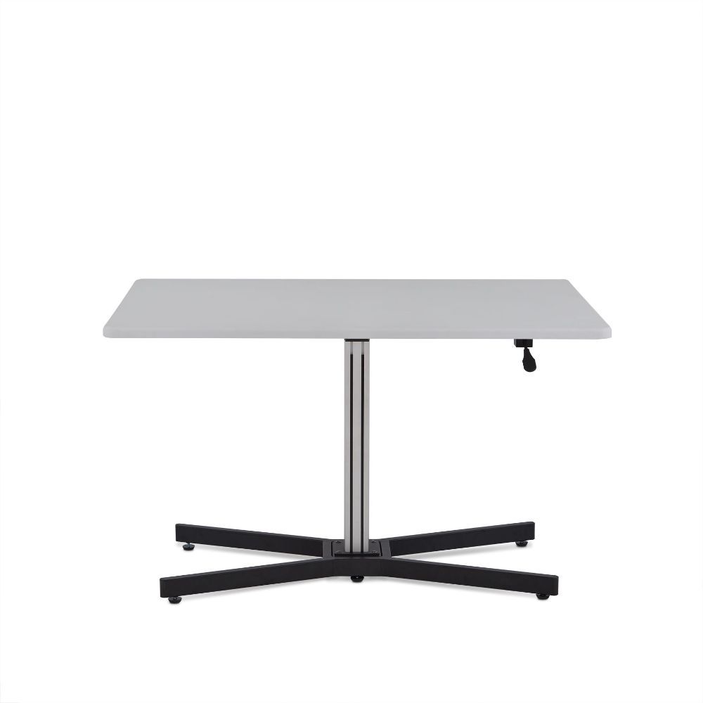 ACME Take a break and get out of the chair once in a while with the adjustable Inscho lift desk. The sturdy base and the large table top allow for plenty of room for working in both sitting or standing positions. | Meri Furniture