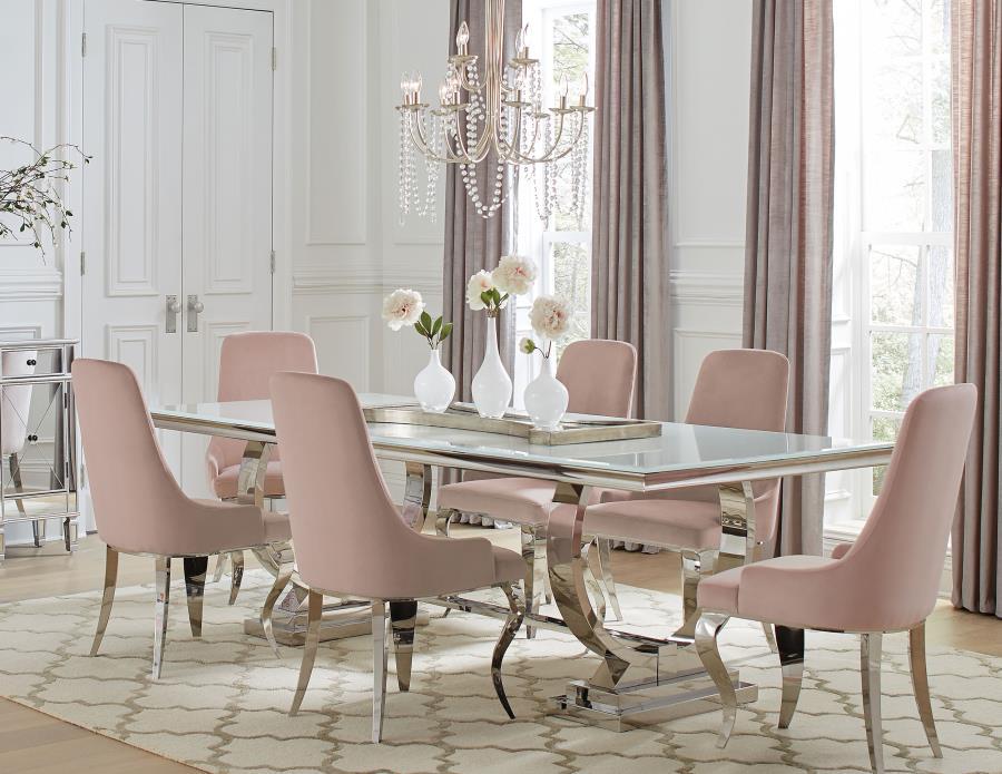 Coaster Fine Furniture Antoine - Rectangle Glass Top Dining Table Set | Meri Furniture