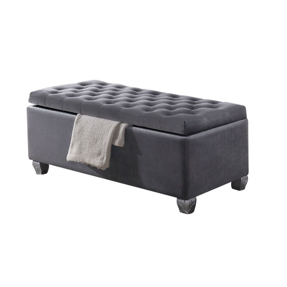 ACME Rebekah - Bench - Gray Fabric | Meri Furniture
