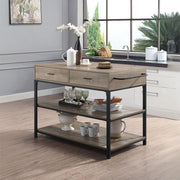 Macaria - 36" Kitchen Island - Rustic Oak & Black