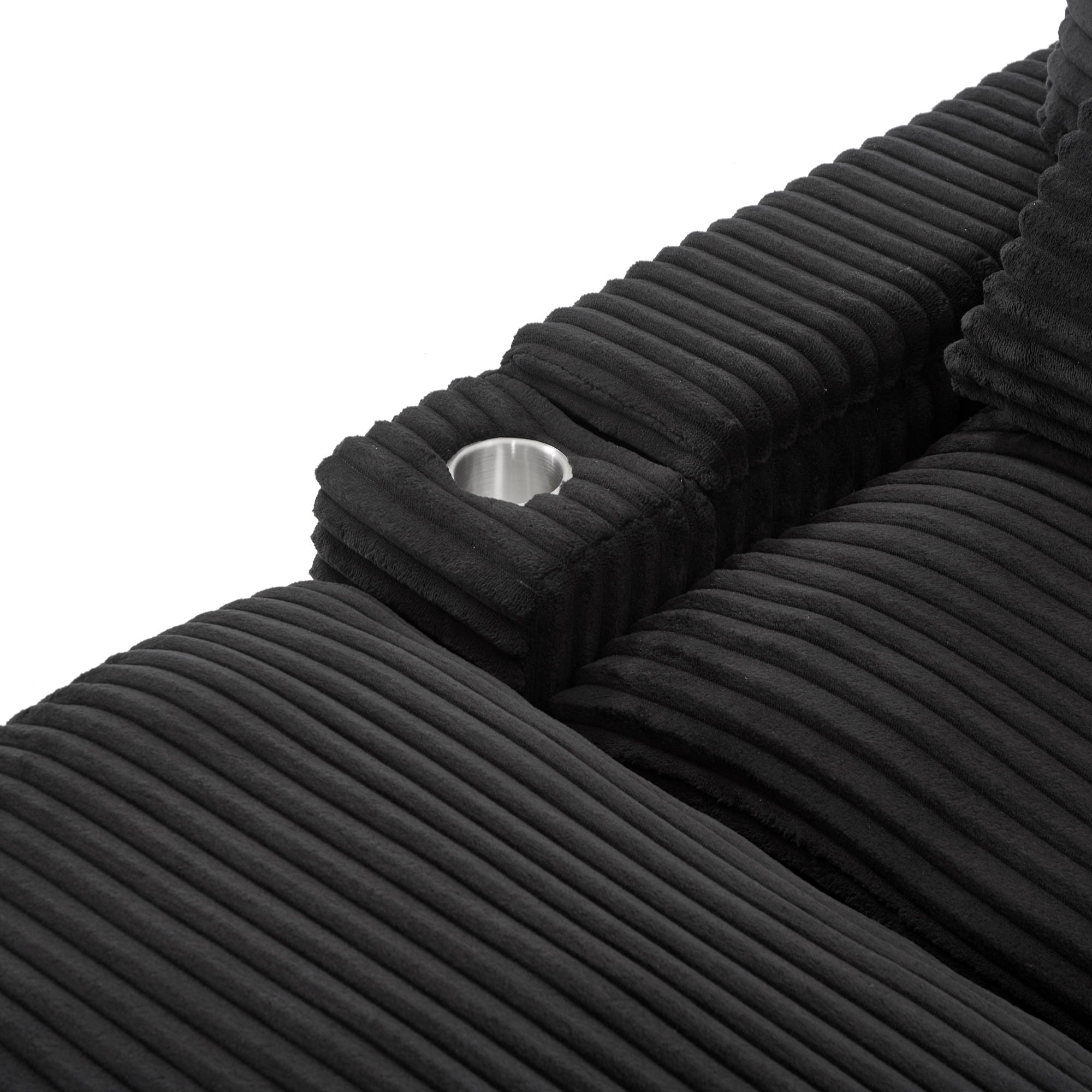 Convertible Loveseat Sofa With Storage, USB Ports, Cup Holders - Black