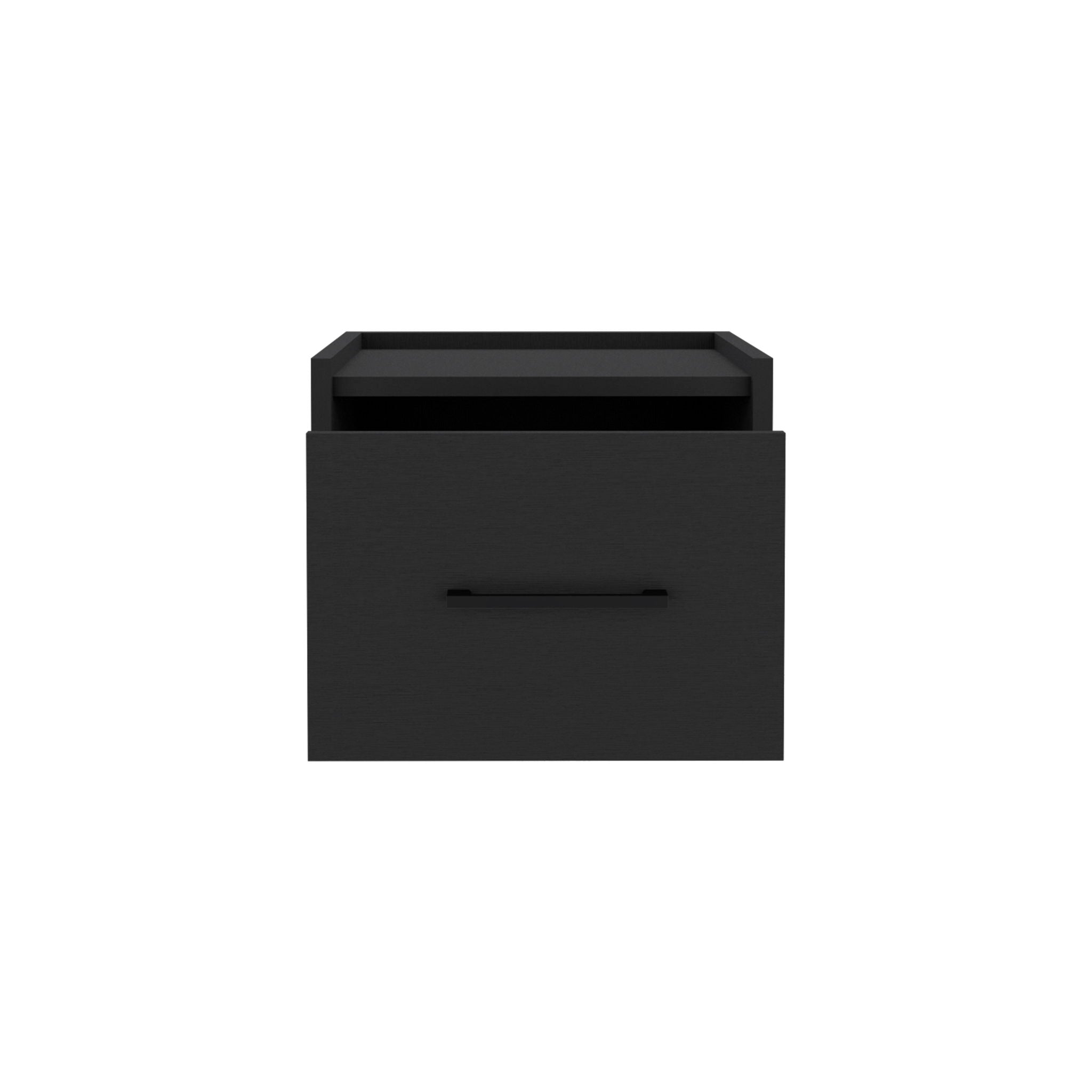 Floating Nightstand, Space Saving Design With Handy Drawer And Surface - Black