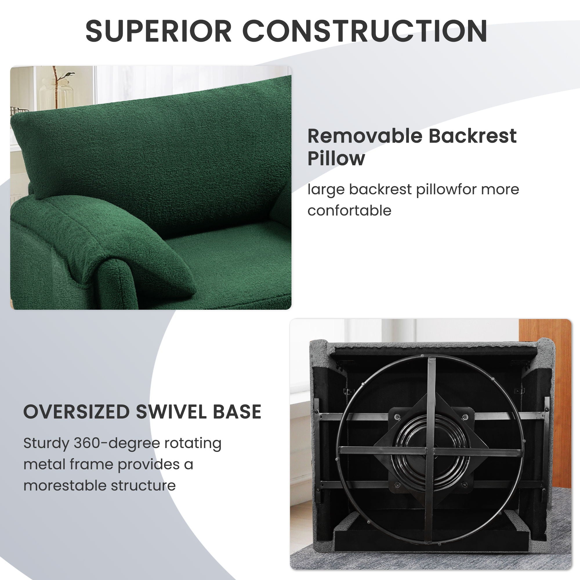 Oversized Swivel Armchair Modern Chair & Single Sofa Lounge, Comfortable Seating For Living Room