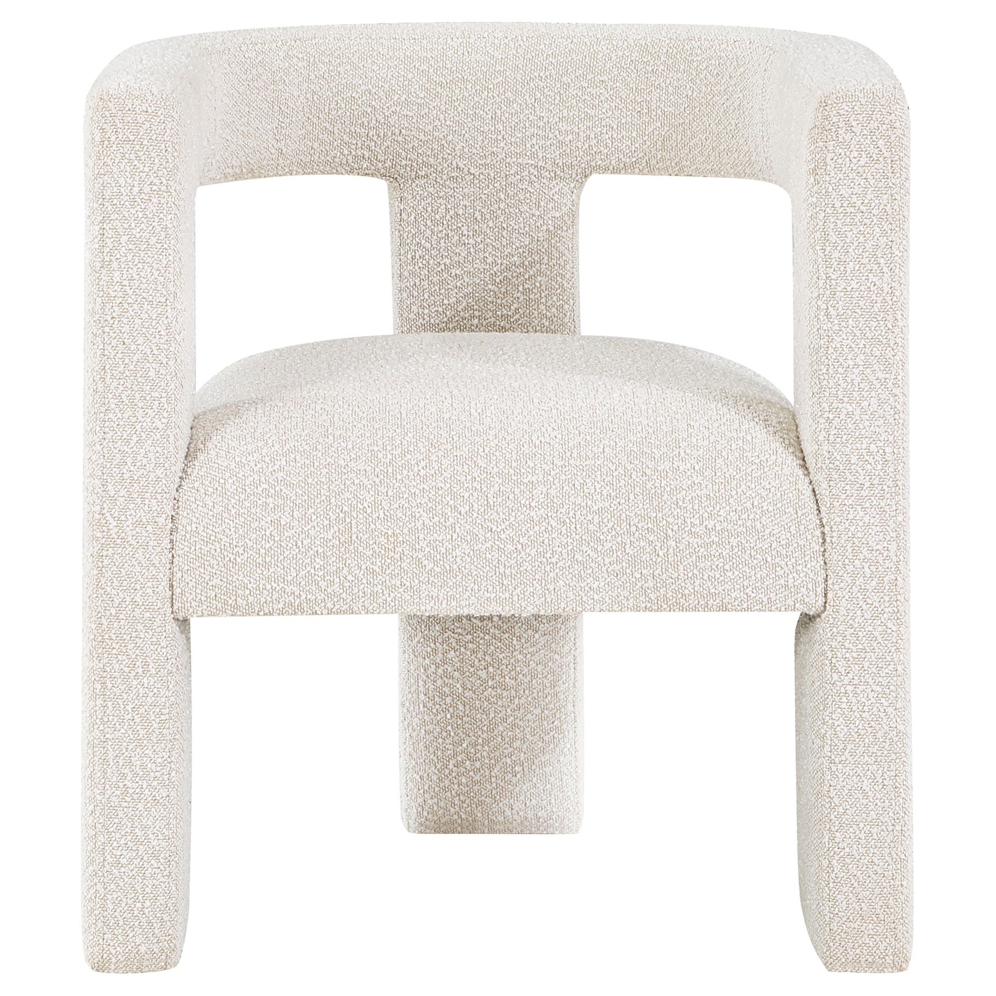 Verda - Upholstered Accent Side Chair In Soft With Rounded Open Back And 3 Leg Base - White