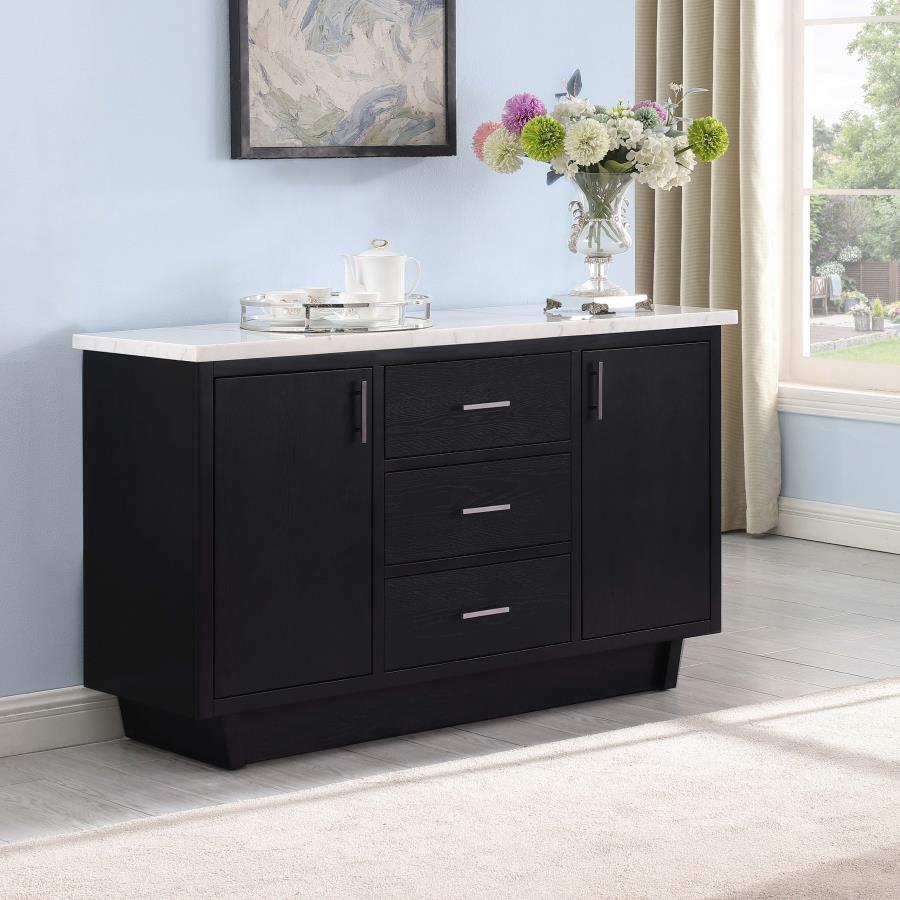 Coaster Fine Furniture Sherry - 3-Drawer Marble Top Sideboard Buffet - Rustic Espresso | Meri Furniture