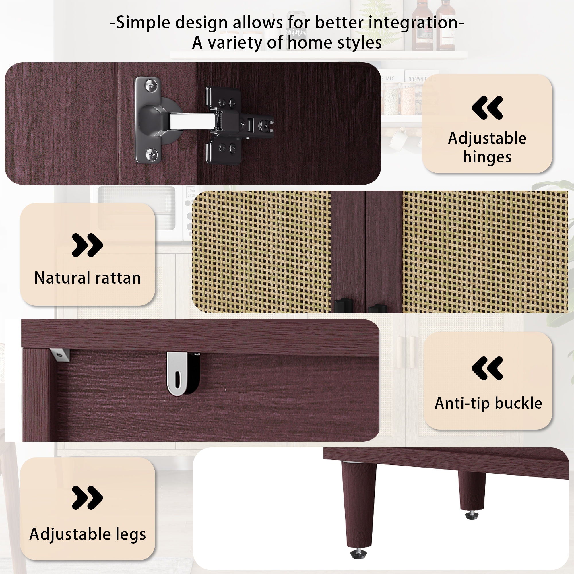 Buffet Cabinet With Adjustable Shelves For Kitchen