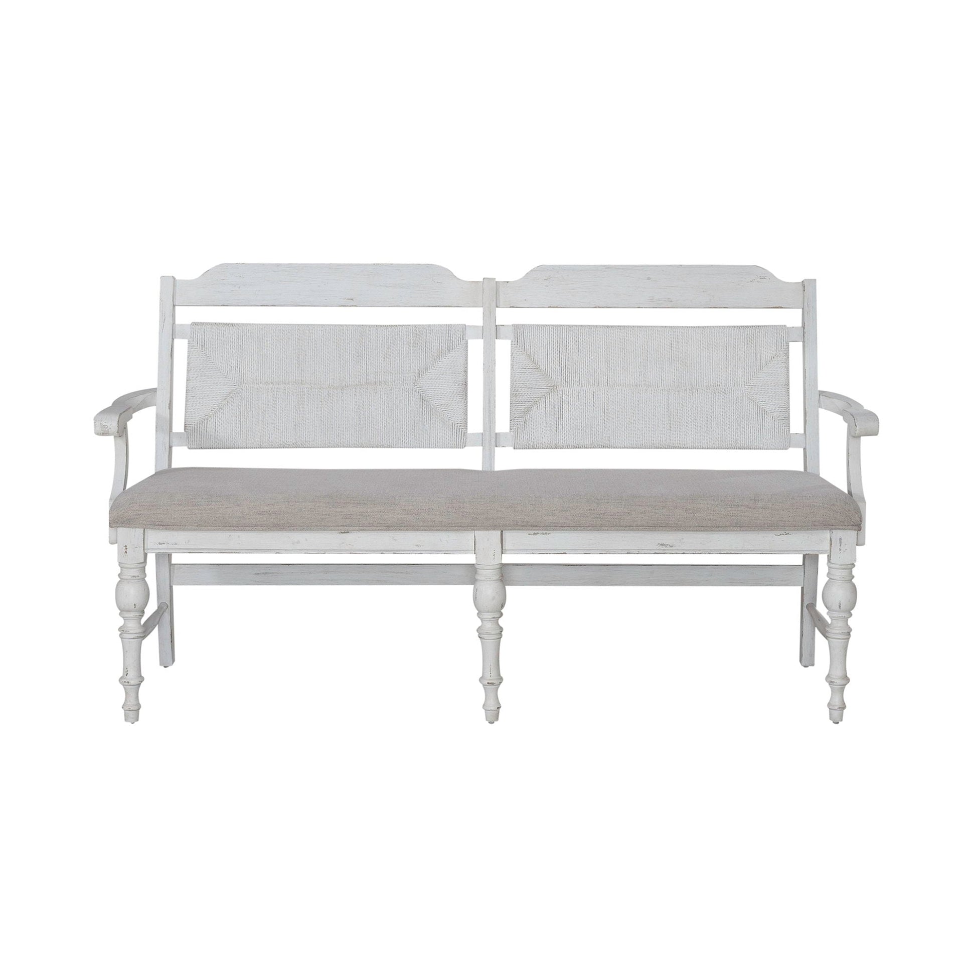 Liberty Furniture River Place - Panel Back Bench (RTA) - White | Meri Furniture