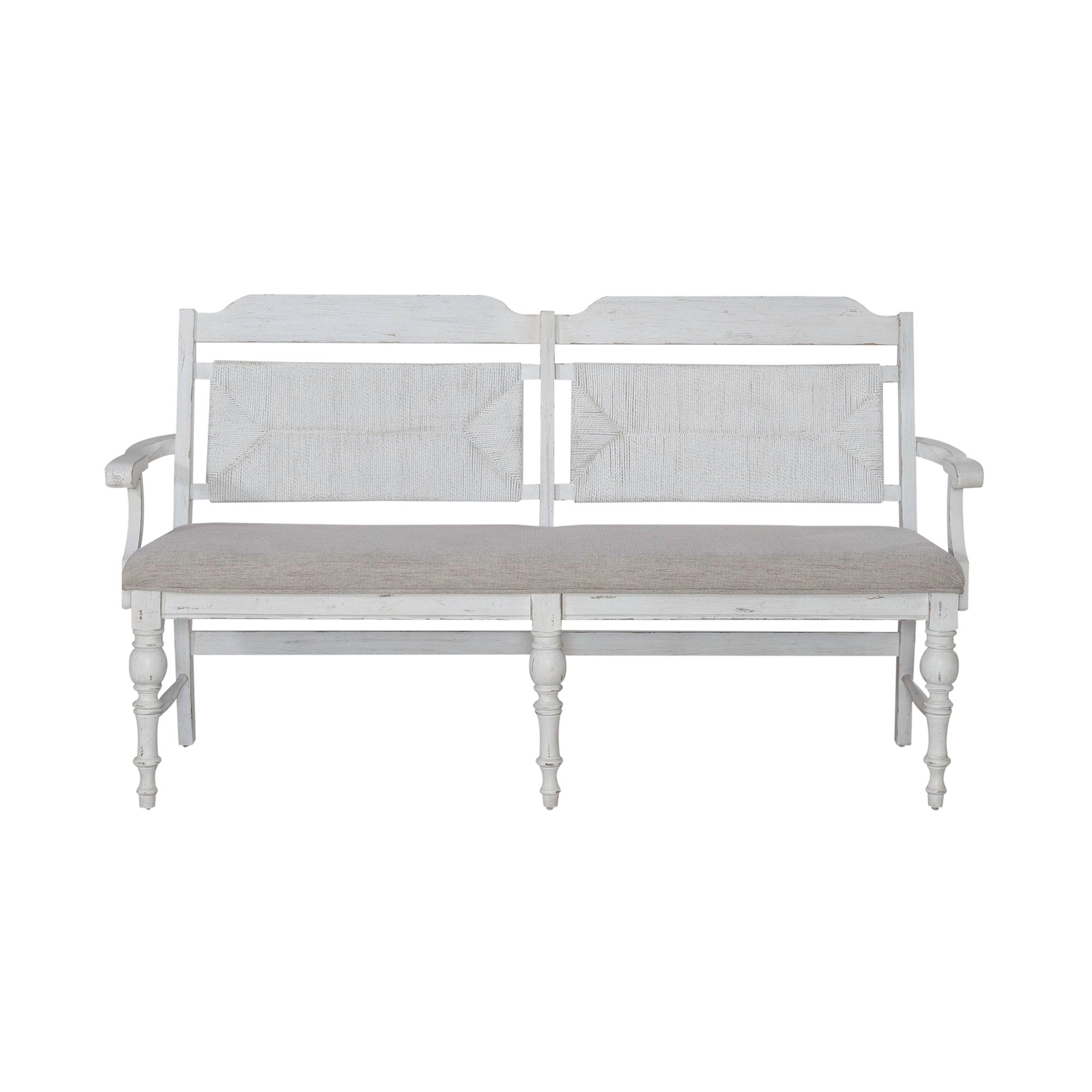 Liberty Furniture River Place - Panel Back Bench (RTA) - White | Meri Furniture