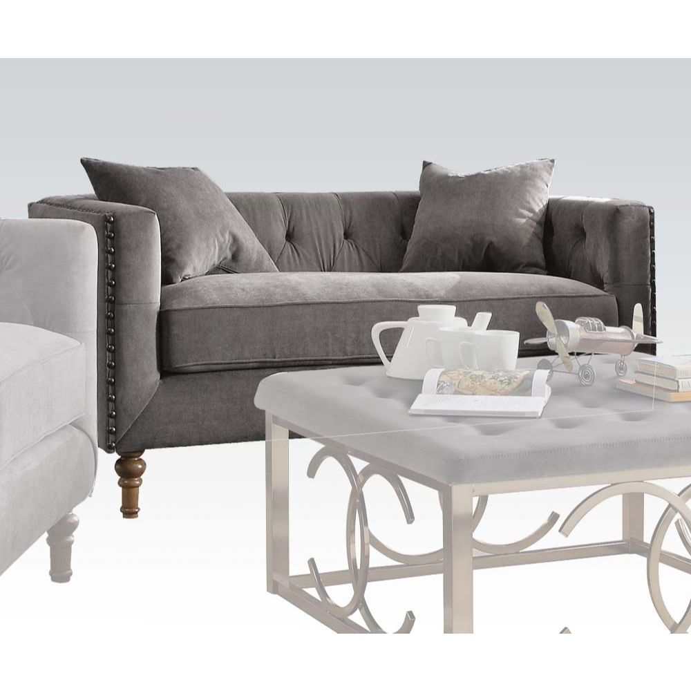 ACME Sidonia - Loveseat - Gray Velvet | Meri Furniture