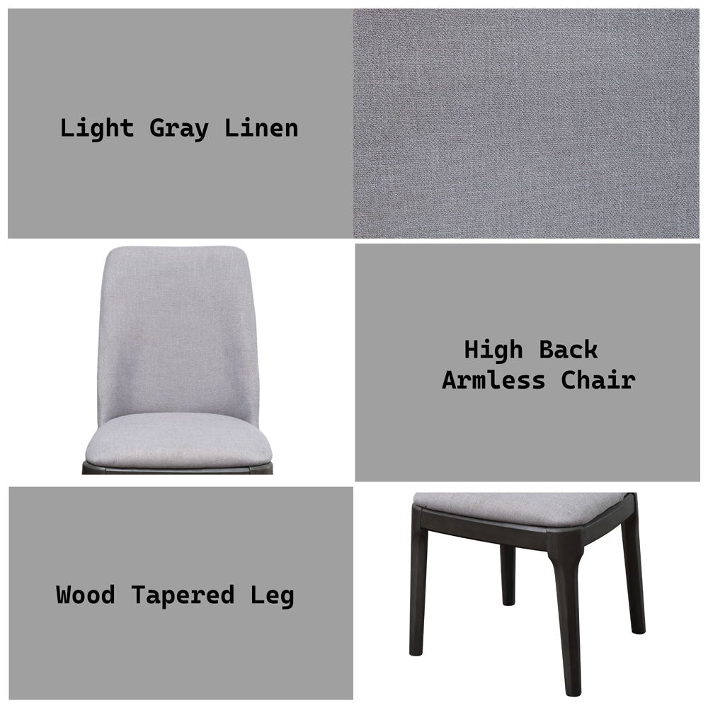 Madan - Side Chair Set of 2) - Light Gray Linen & Gray Oak