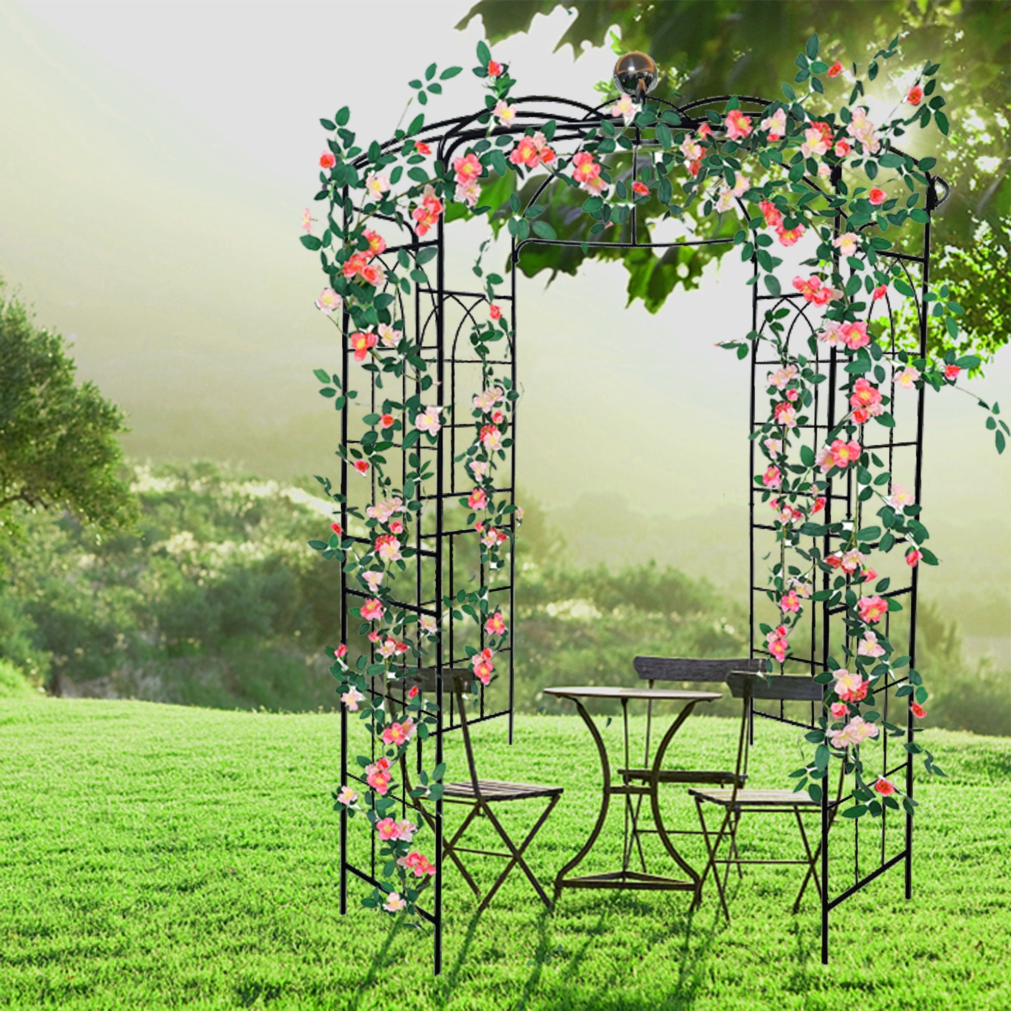 Metal Garden Arch Iron Garden Arbors Gazebo Dia High Birdcage Shape Pergola Pavilion For Wedding Ceremony