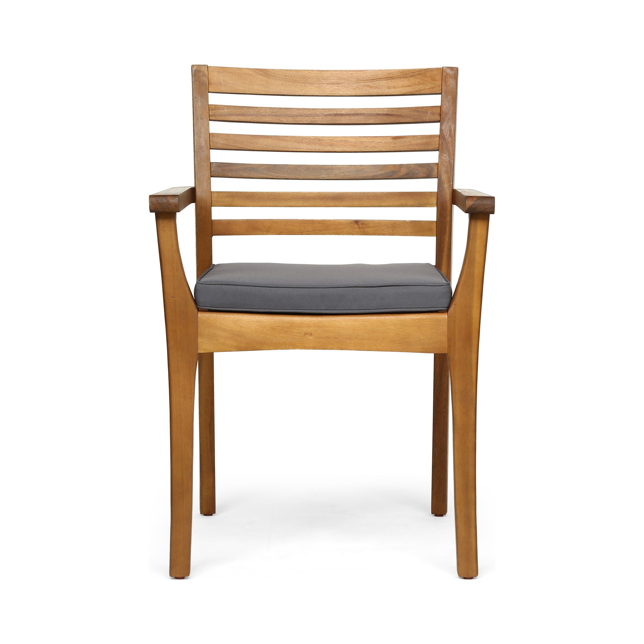 Outdoor Dining Chair With Slat Back And Acacia Wood Frame (Set of 2) - Gray / Teak