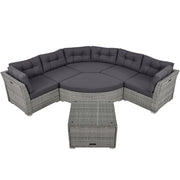 Elegant Patio Furniture Set Outdoor Daybed Rattan Sectional With Cushions And Center Table - Gray