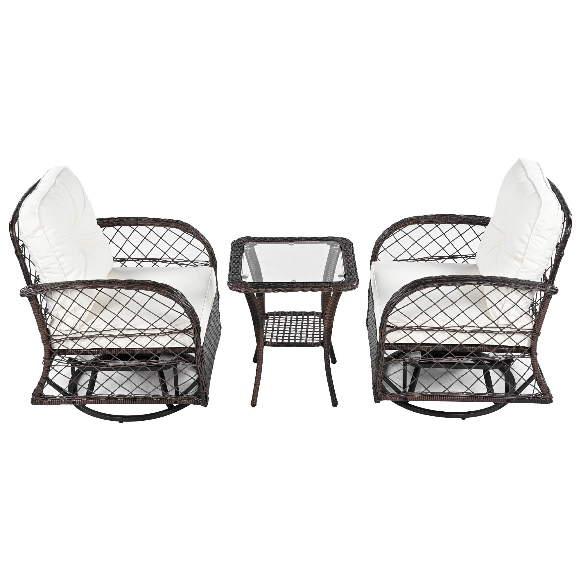 3 Piece Outdoor Chair & Table Set Chat Set, 2 Person Rattan Seating Group