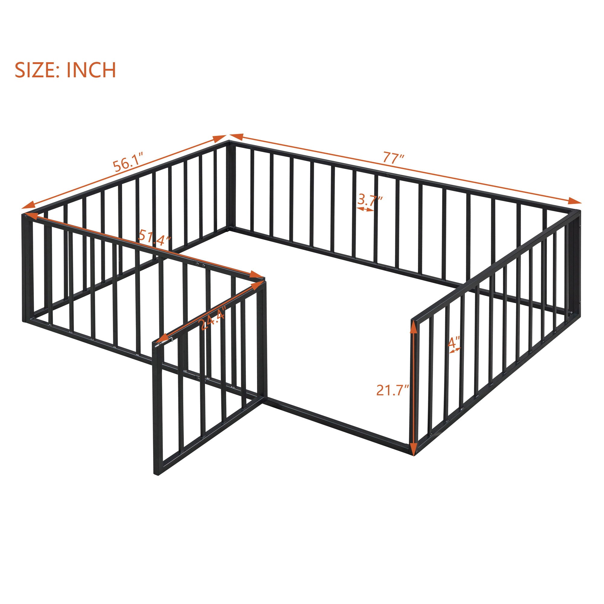 Metal Floor Bed Frame With Fence And Door