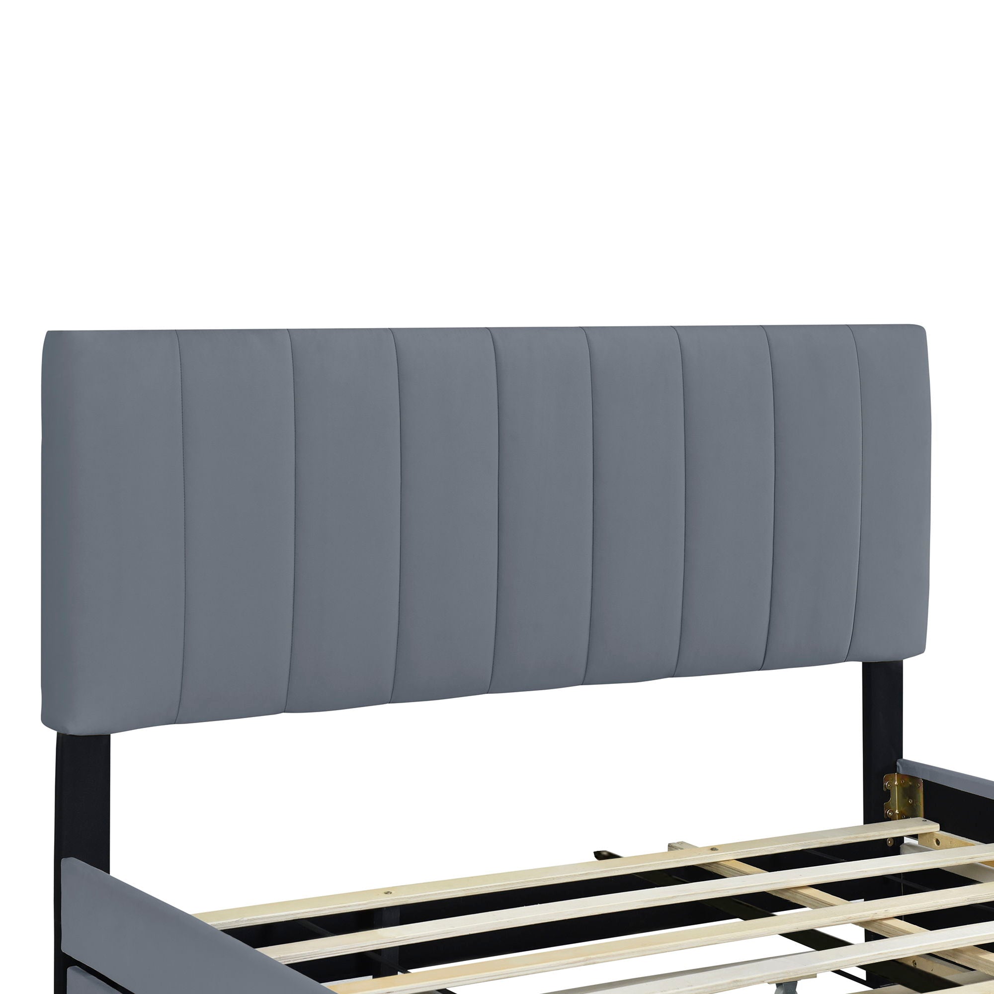 Platform UpholsteredBed With 2 Drawers And Twin Long Trundle