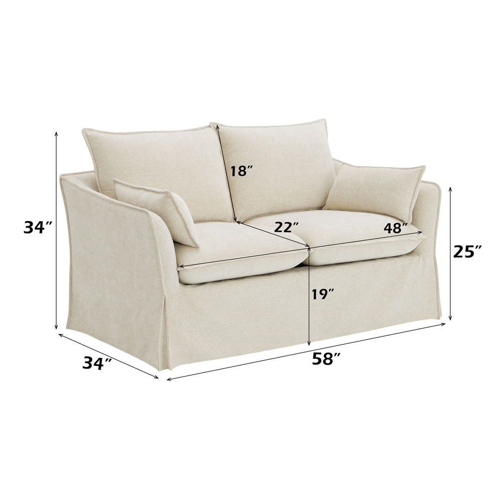 Shane - Loveseat With 2 Pillows - Beige Linen