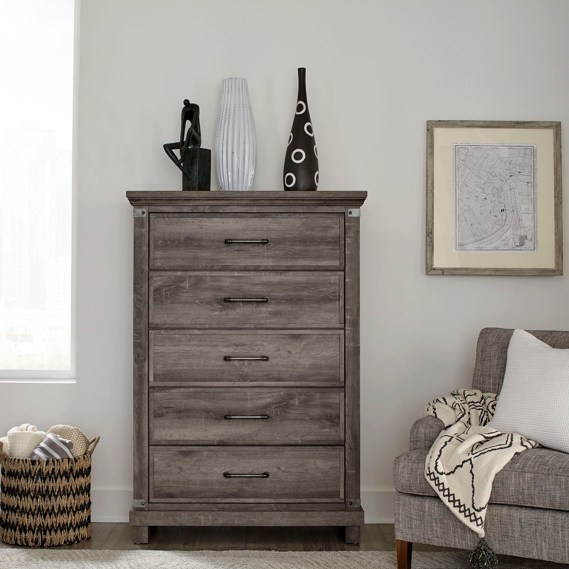 Liberty Furniture Lakeside Haven - 5 Drawer Chest - Dark Brown | Meri Furniture