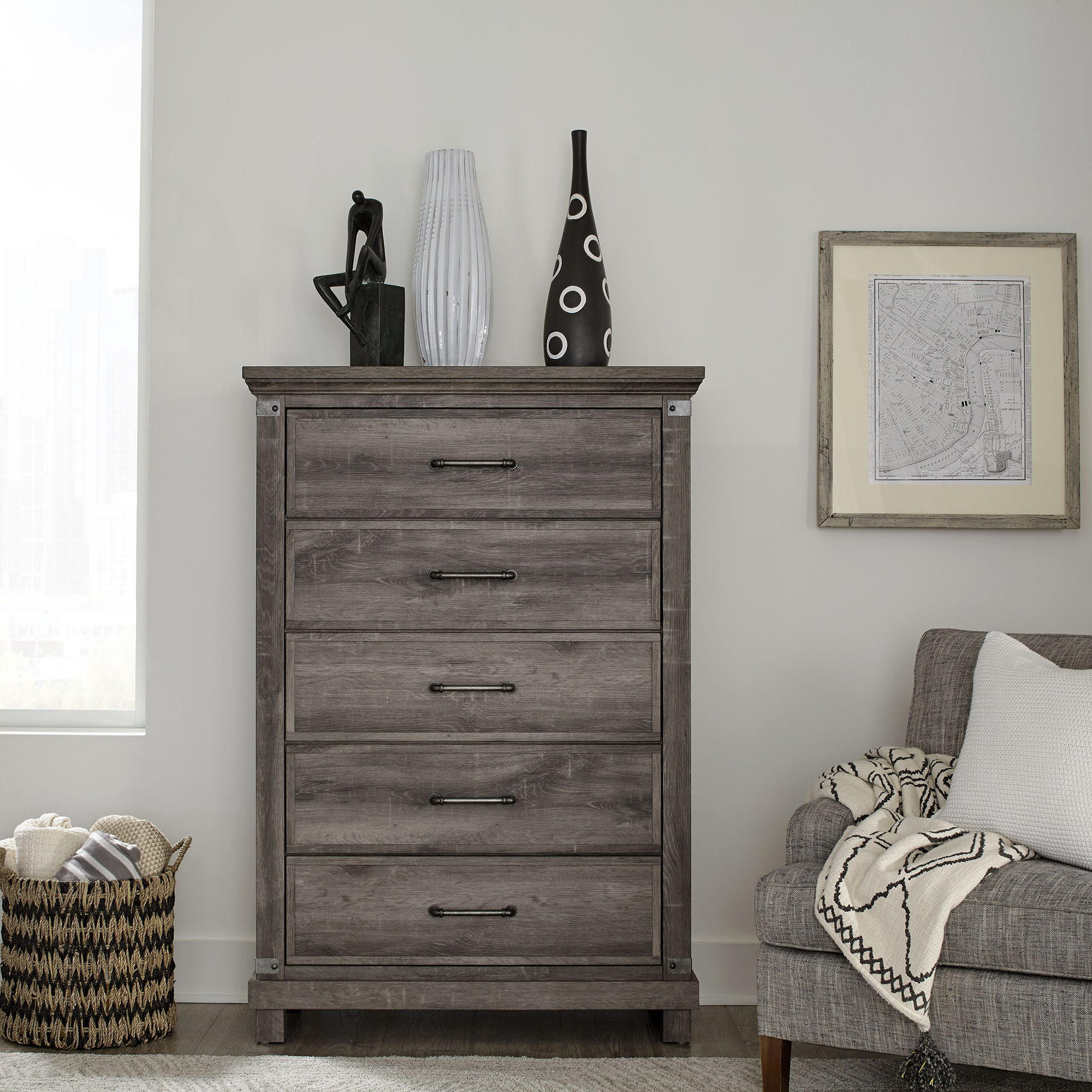 Liberty Furniture Lakeside Haven - 5 Drawer Chest - Dark Brown | Meri Furniture
