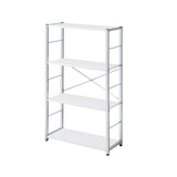 Rectangular BookshelfModern Concise Design Chrome Metal Frame X-Shape Cross Bar4 Tier Shelf Book Case