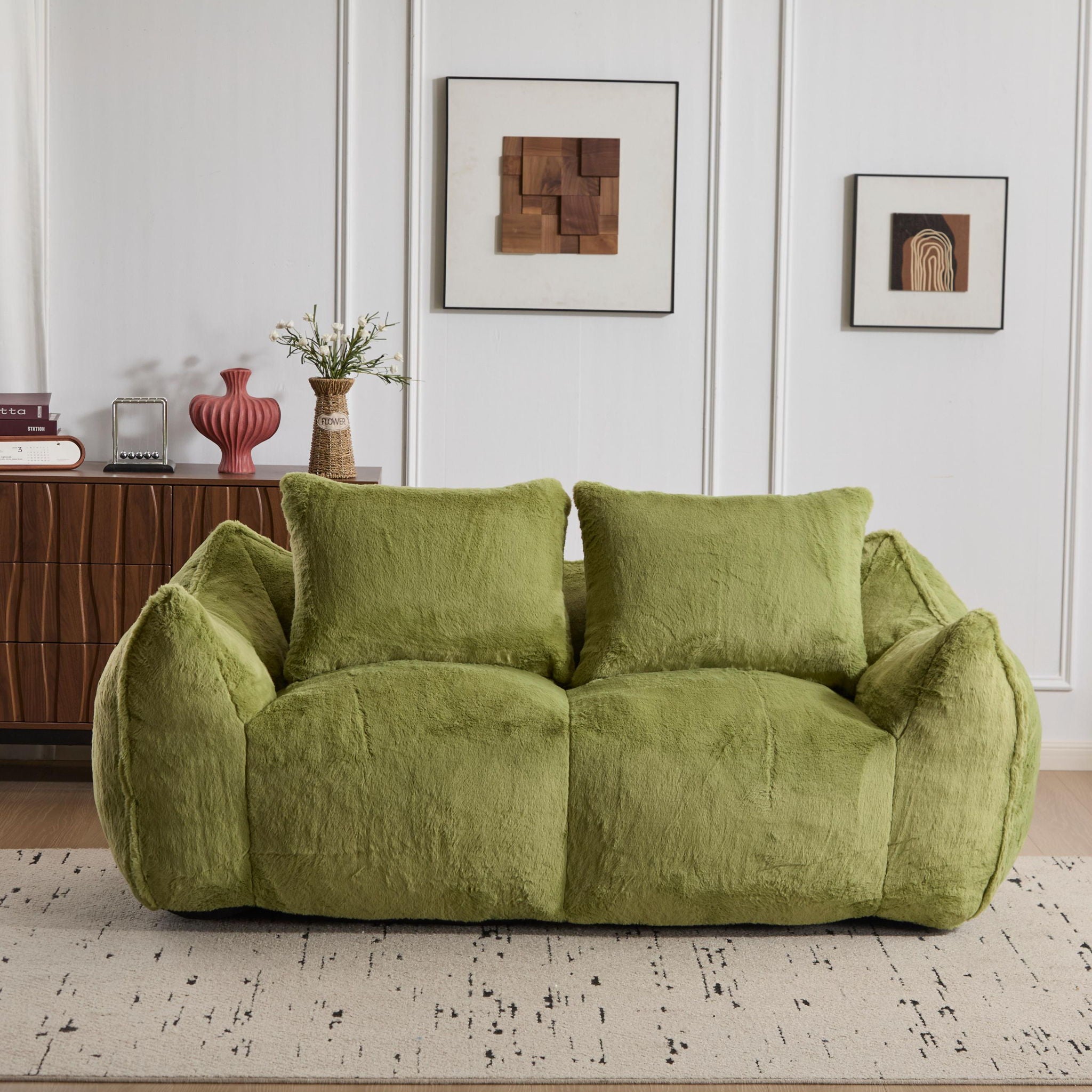 Giant Bean Bag Couch, Ultra Soft Fluffy Loveseat For Living Room