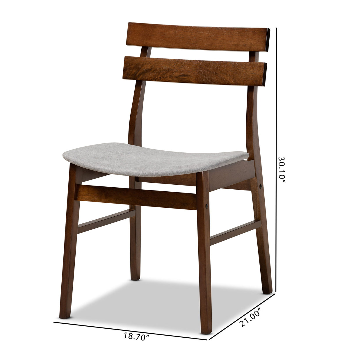 Devlin Mid-Century Modern Transitional Light Grey Fabric Upholstered and Walnut Brown Finished Wood 4-Piece Dining Chair Set