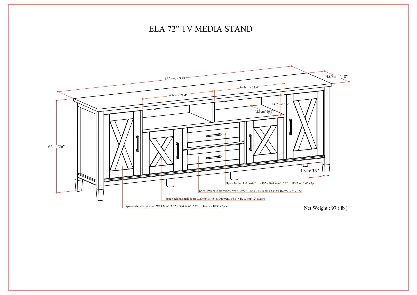 Ela - TV Media Stand - Smoky Brown