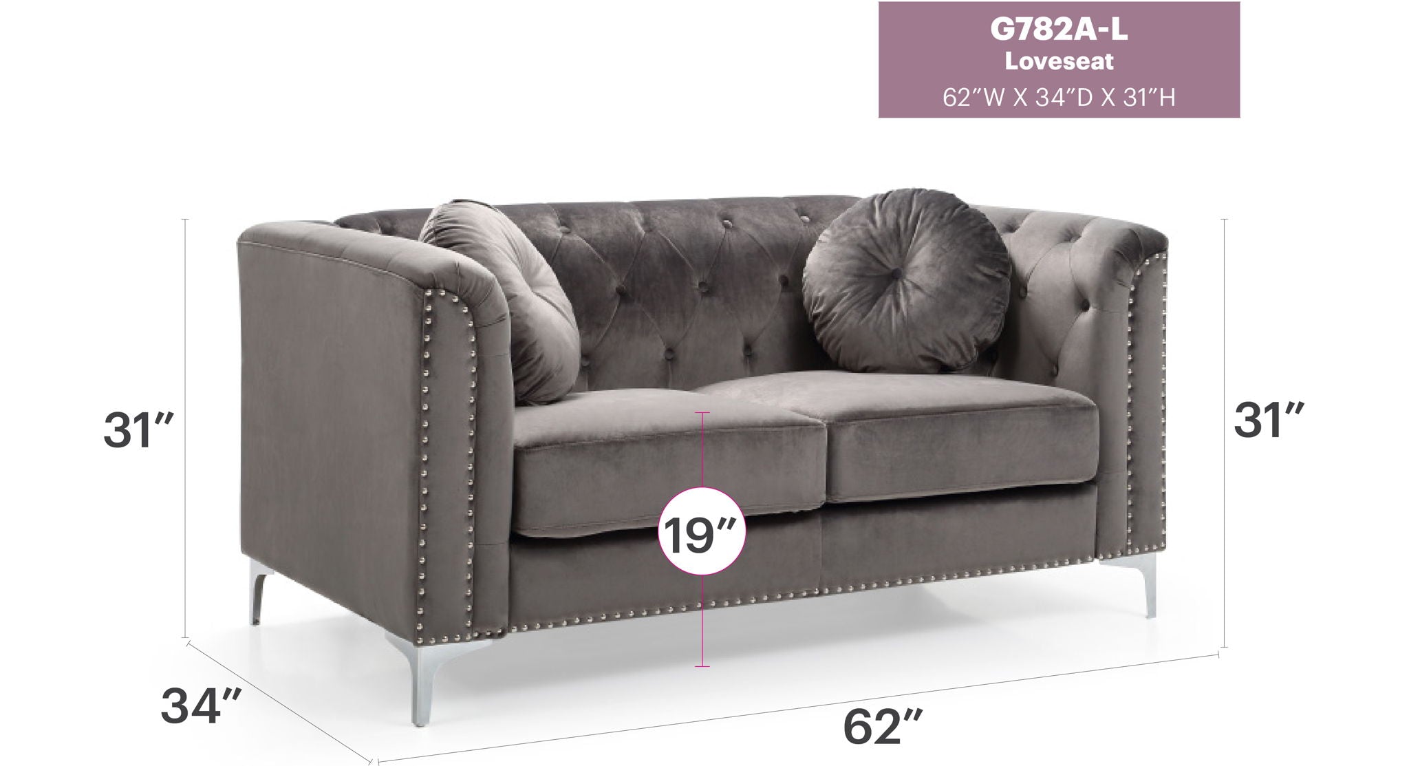 Stylish Sloped Arm Loveseat