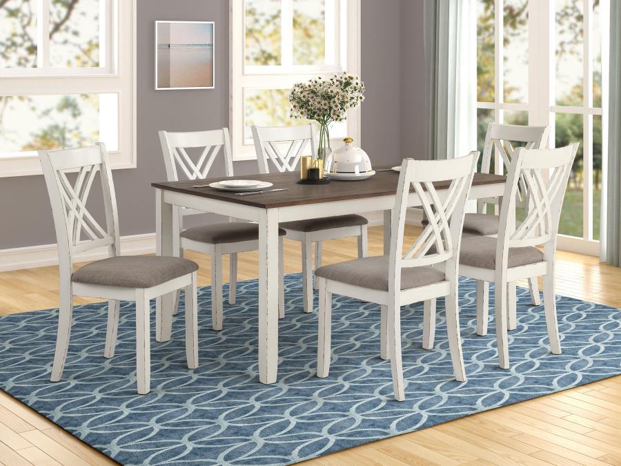 Coaster Fine Furniture Fortress - 7 Piece Rectangular Dining Set - Vintage Vanilla | Meri Furniture