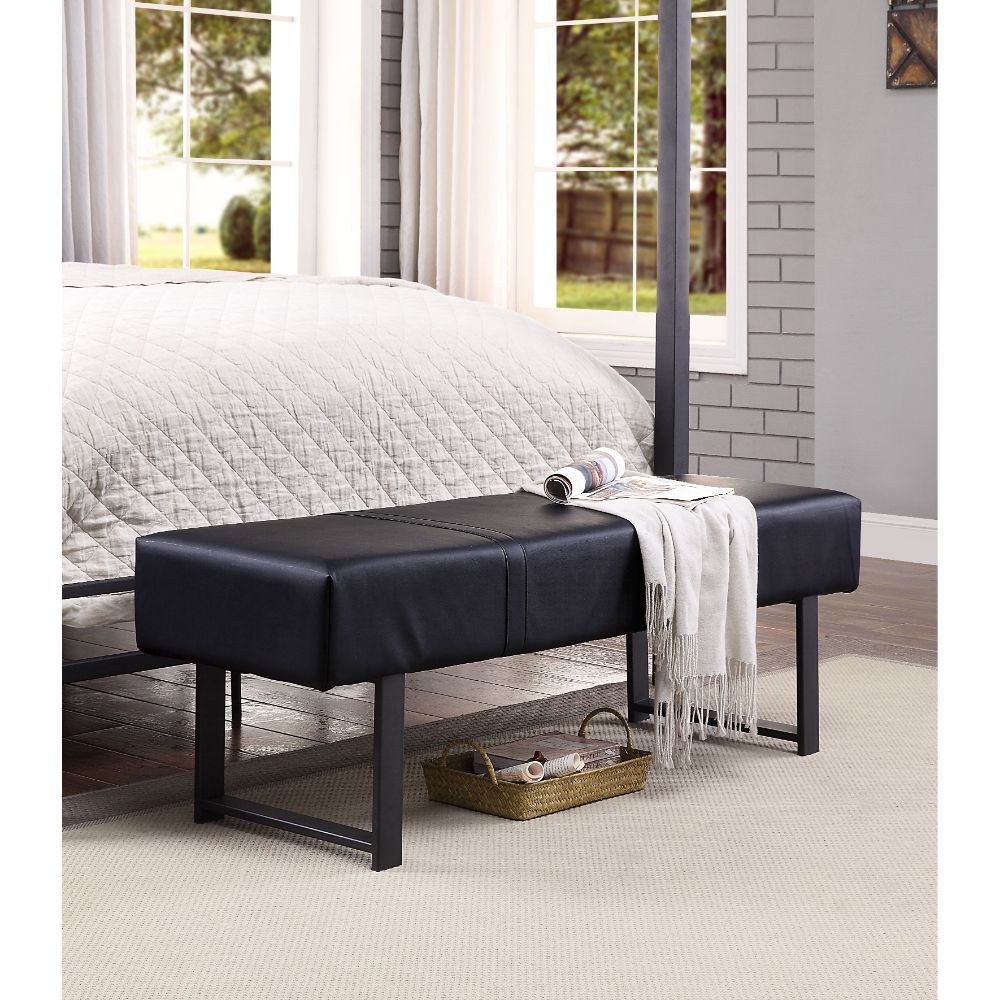 ACME Baara - Bench - Black PU & Sandy Gray | Meri Furniture